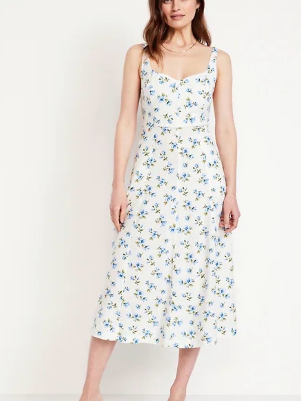 Old Navy Linen blend blue floral midi  dress